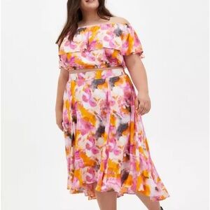 Floral Multicolor Women's off the shoulder Skirt set